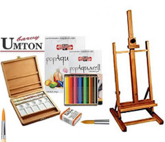 Malesett akvarell Lux. med bordstaffeli.